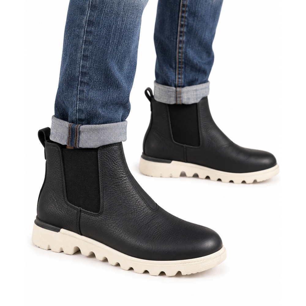 Sorel Mens Kezar Storm Waterproof Chelsea Boots Black Leather NM3942-01 Size 8.5
